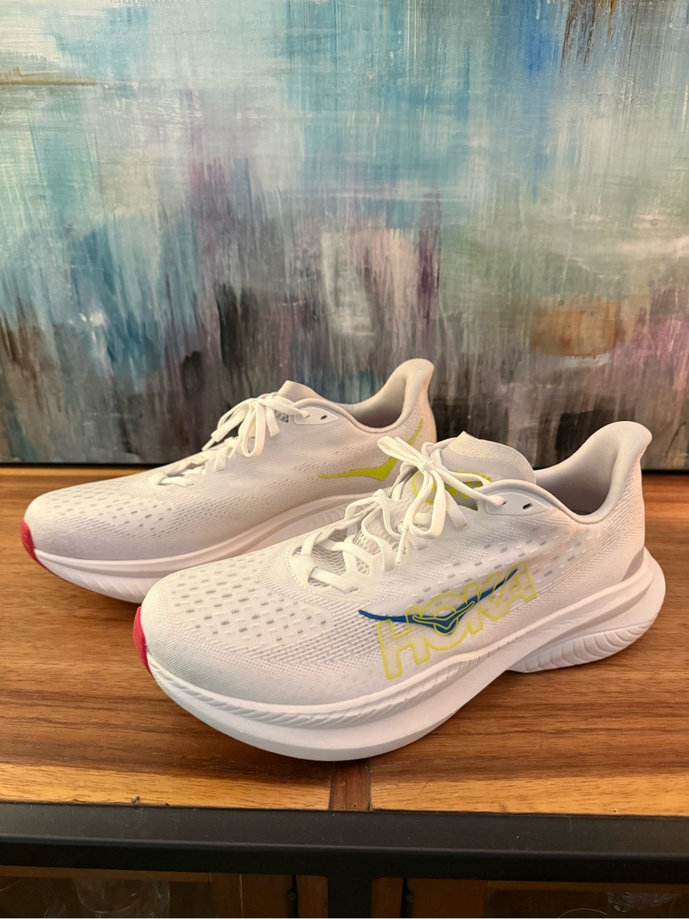 Hoka Men’s Mach 6 White/Nimbus Cloud colorway, 12D